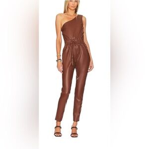 MOTHER One-Shoulder Tan Jumpsuit
